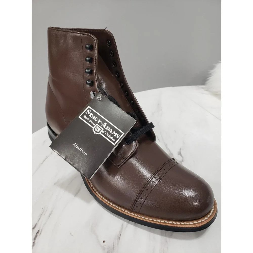 NEW SIZE 9 Stacy Adams Men's Madison‎ Leather Brown Ankle Boots 492067 - EURO 42